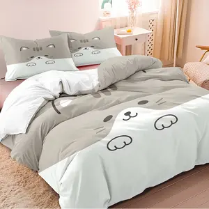 3-piece duvet cover set, simple style cartoon cat pattern, 3D digital printed bedding, suitable for bedroom and guest room home decoration (1 duvet cover 2*pillowcases, duvet not included) machine washable, zipper