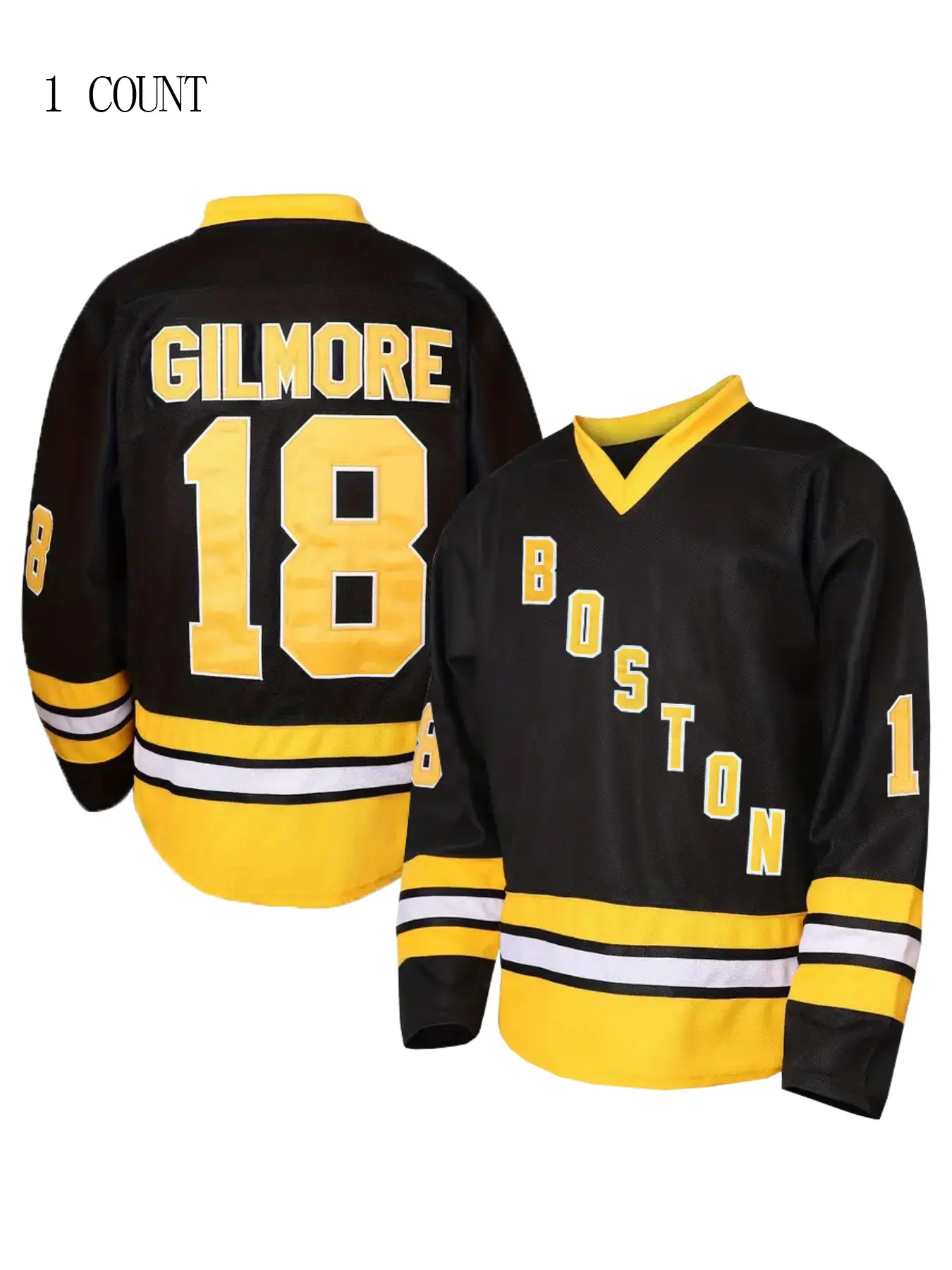 Boston Hockey with Embroidered Letters & Numbers, Casual Loose-Fit Ice Hockey Jersey Sportswear, Sports Tops for Fans & Collectors, All Seasons
