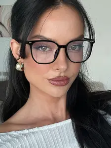 Women's Basic Square Frame Glasses, Square Frame Eyeglasses, Casual Versatile Plain Color Frames, Lightweight Comfortable No Pressure, Ideal for Daily Wear, All Seasons Eyewear