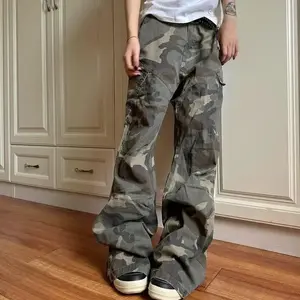 Camouflage Cargo Pants for Men, Vintage Multi-Pocket Pleated Loose Straight Casual Versatile Pants(Sheets)