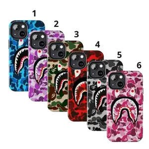 Shark Camo Collage Phone Case, Camo Shark For iPhone 16 15 14 13 12 11 Army Phone Case, Miritary Phone Case, Unique Accessories, Gifts, Preppy And Cute