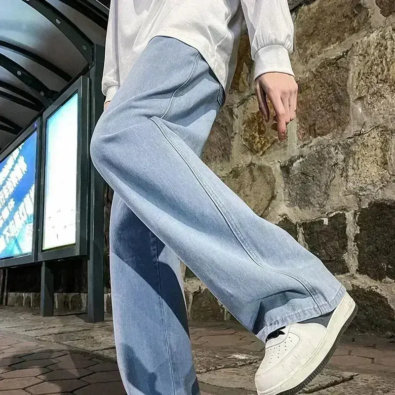 2025 New Streetwear Loose Jeans Men Korean Style Fashion Loose Straight Wide Leg Pants Men's Brand Clothing Black Light Blue Grey Pocket 2025 New Streetwear Loose Jeans Men Korean Style Fashion Loose Straight Wide Leg Pants Men's Brand Clothing Black Light Blue Grey Pocket