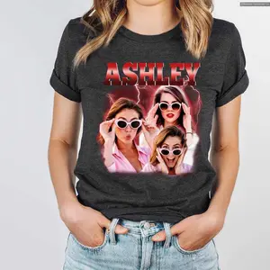 Custom Vintage Bootleg Girlfriend Shirt, Girlfriend Photo TShirt, Customized Name Portrait Tee, Personalized 90's Style TShirt , Special Gift Shirt