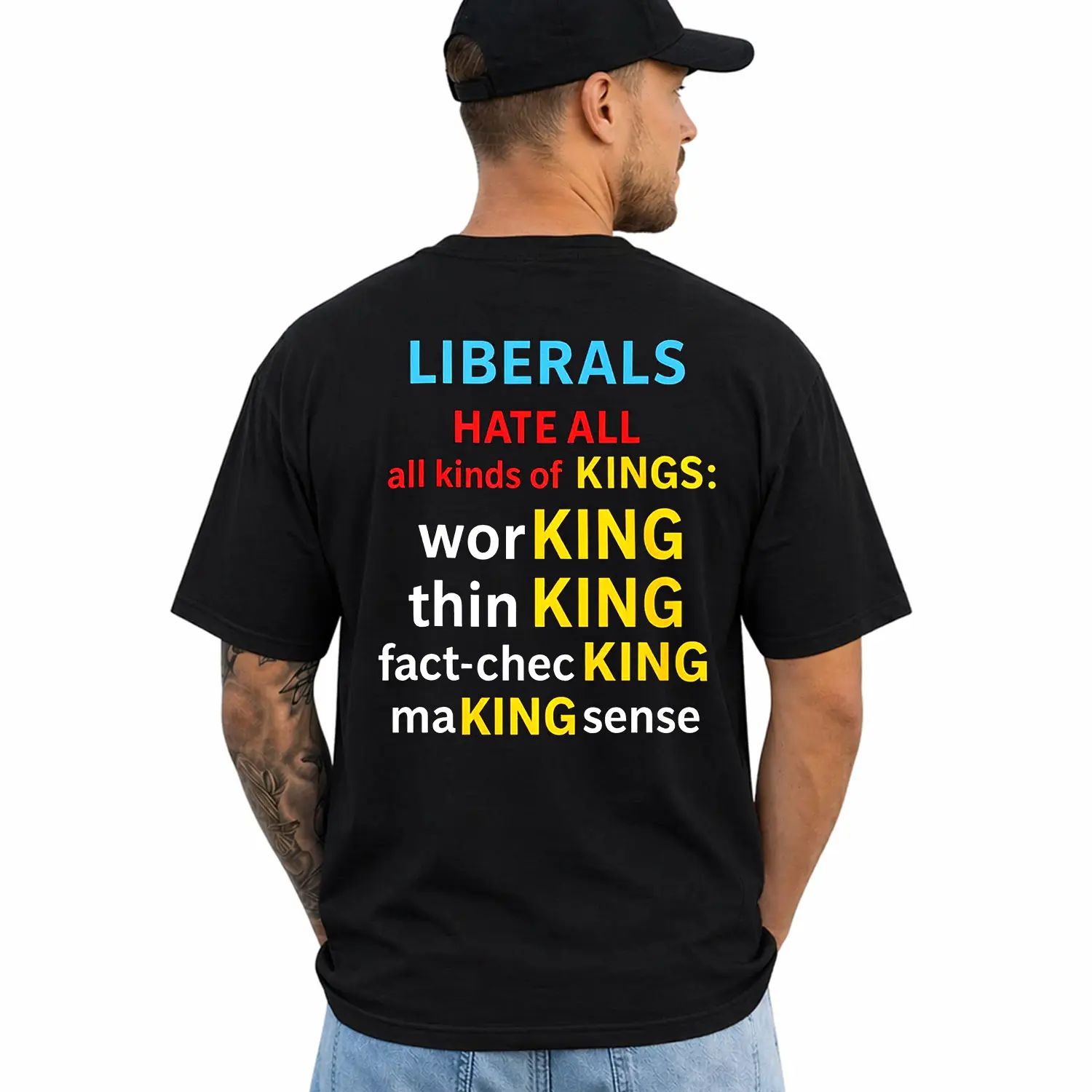 Liberals Hate All Kinds of Kings T-Shirt, Short Sleeve Printed Graphic Shirt, Daily Casual Cotton Menswear