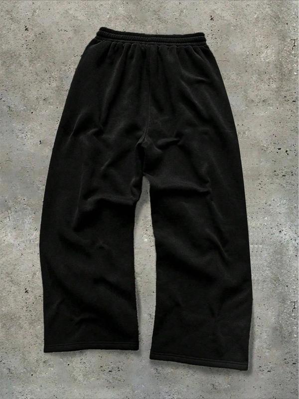 Men's Casual Sporty Long Pants, Rose Bloom Pattern Print, Drawstring Wide Leg, Four Seasons Leisure Wear, Men's Fashion Long Pants