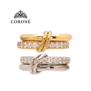 CORONÉ Interlocking Zircon Eternity Band Stackable Ring for Women Stainless Steel Hypoallergenic Tarnish-Free Waterproof
