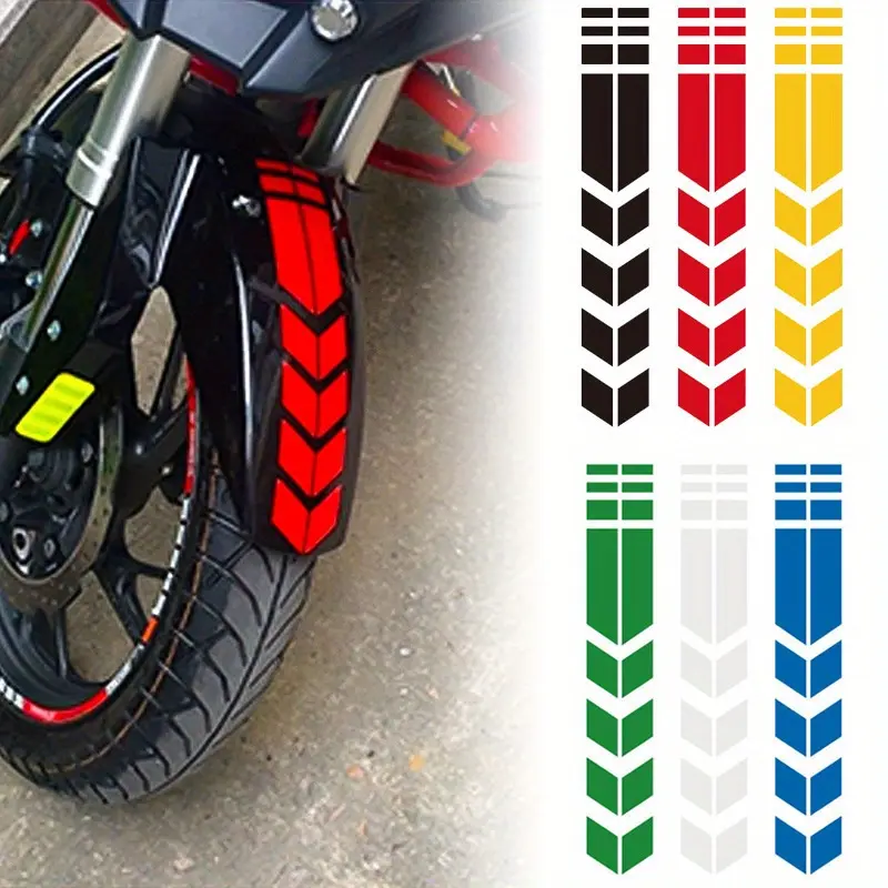 2 Pieces Reflective Motorcycle Mudguard Stickers - Vibrant Arrow Stripes, Durable PVC, Enhance Nighttime Visibility for Bikes and Cars, Night Riding Accessories | Bright Wheel Decals | Durable PVC Stickers, Motorcycle Accessories Car Wheel Hub Reflective