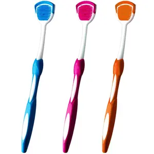 Tongue Brush, Tongue Scraper, Tongue Cleaner Helps Fight Bad Breath, 3 Tongue Scrapers, 3 Pack (Blue & Orange & Red) Durable Cleansing
