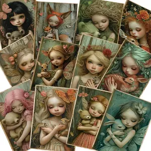 Fairy & Animal Pattern Graph Paper, 44pcs/set Animal Theme Graph Paper with Sticker, DIY Scrapbooking & Journal Making Supplies