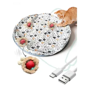 Indoor Cat Interactive Toy with Auto Motion Sensor | Rechargeable Chasing Ball + Hide & Seek Hunting Mat | Keeps Bored Cats Active with Smart Random Movement Modes