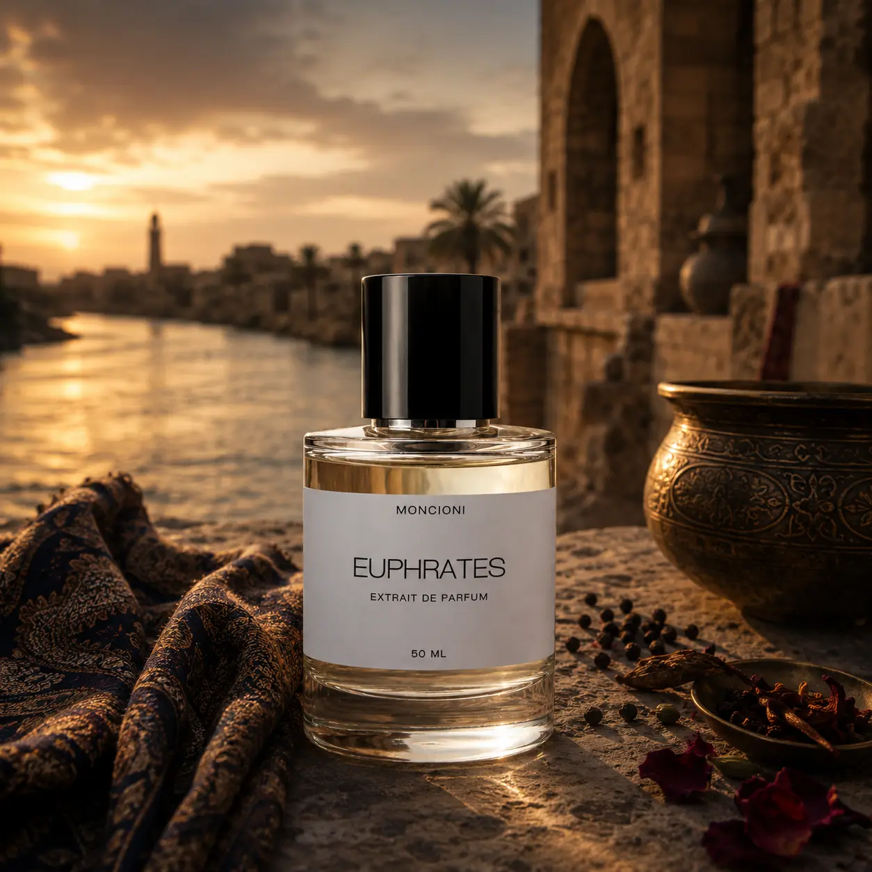 Moncioni Euphrates Extrait de Parfum - Unisex Luxury Fragrance with Bergamot, Rose, Oud - Long-Lasting Designer-Inspired Niche Perfume Gift