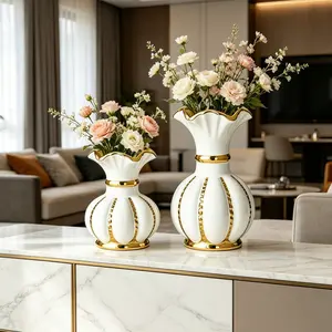 Nordic Style Ceramic Vase, Elegant Decorative Flower Pot, Water Culture Display, Desktop Ornament, Gift Item, 1pc Luxury Design