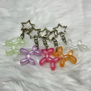 Glow-in-the-Dark Sparkly Balloon Dogs Keychain with Star Keychain Loop, Fun Touch for Keychains, Includes Various Colors