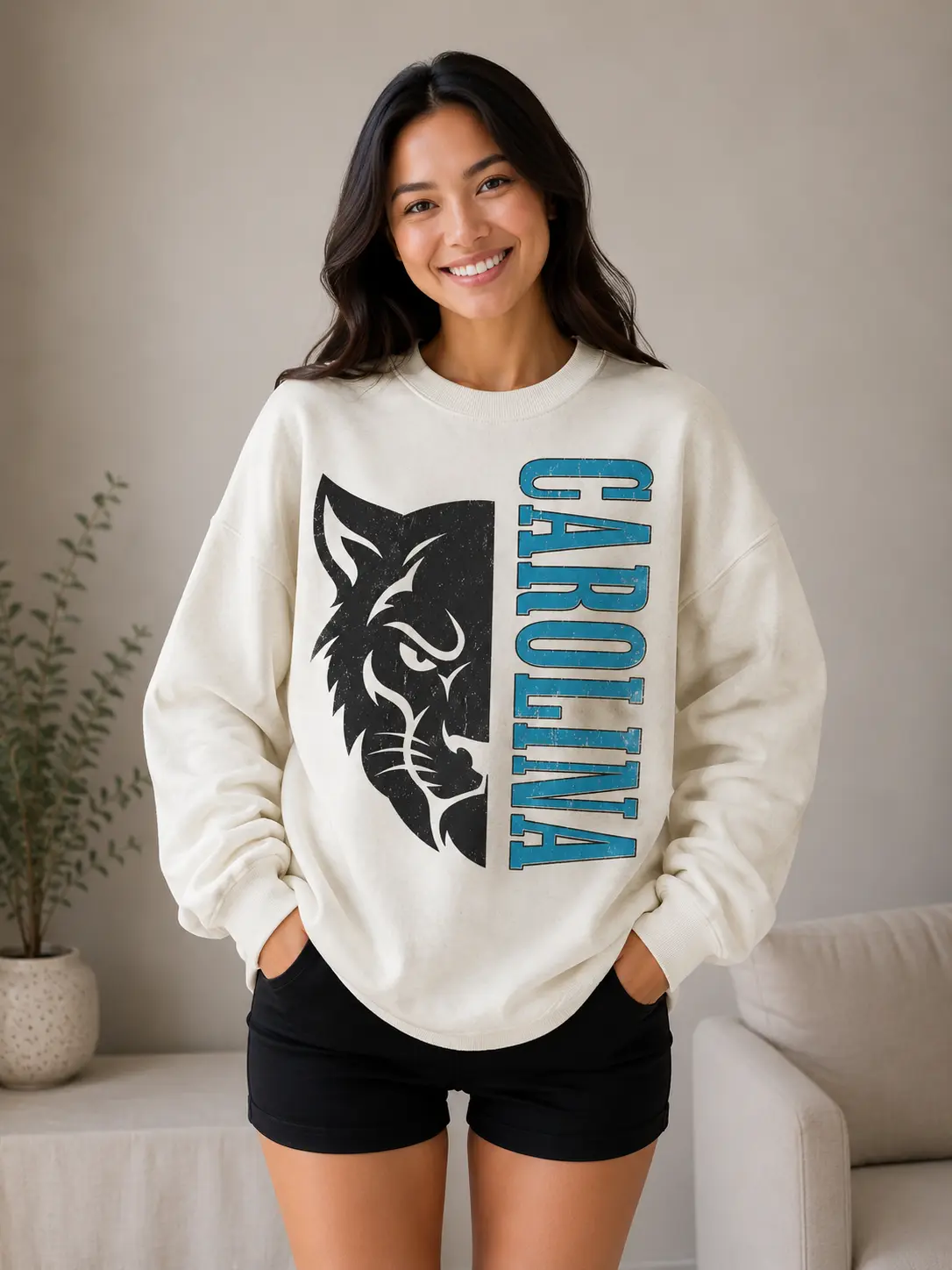 Carolina Game Day Vintage Sweatshirt, 90s Retro Graphic Tee, Funny Mascot Oversized Shirt, Football Fan CPA011