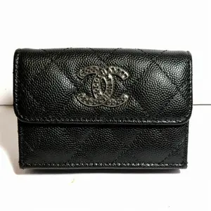 Pre-owned CHANEL Calfskin Small Leather Goods Small Flap Wallet