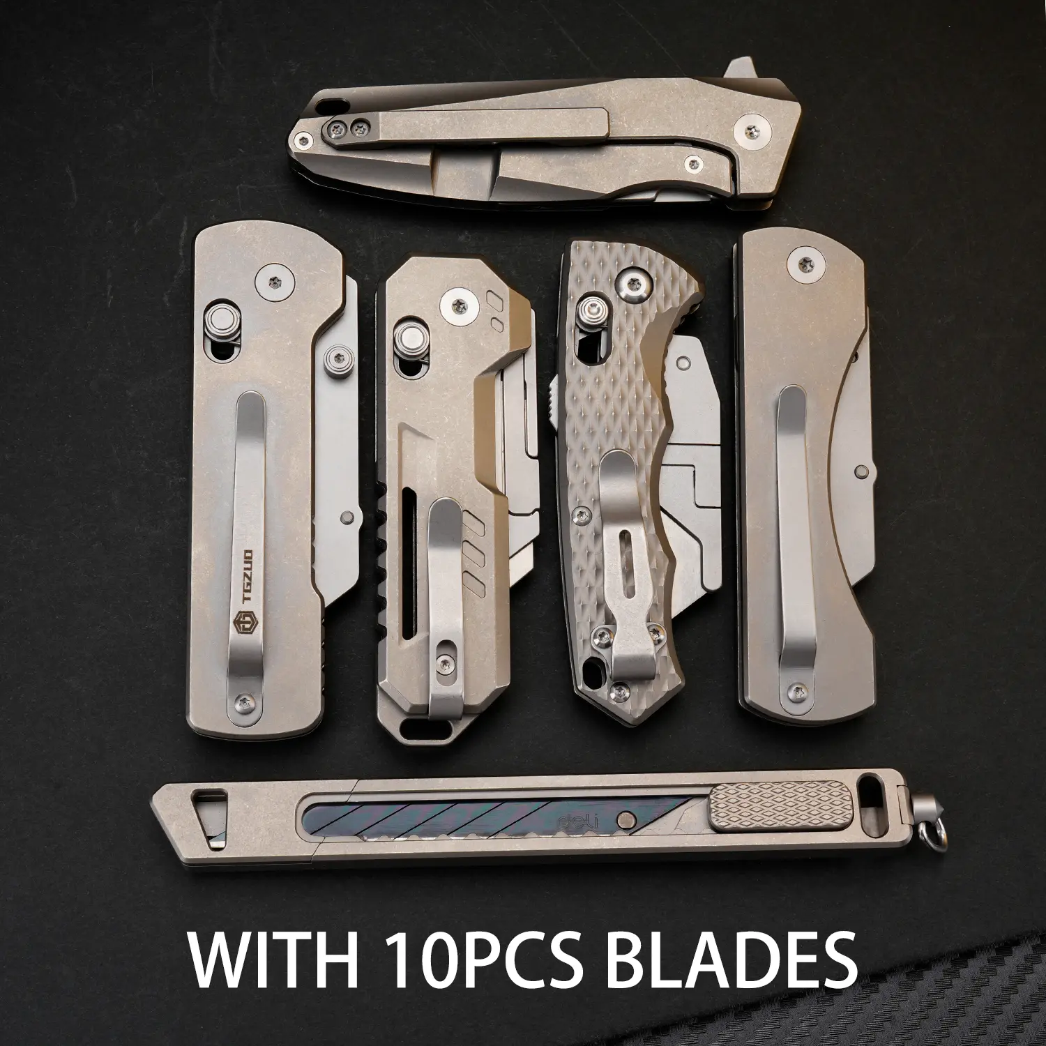 TGZUO Portable Folding Utility Knife - Titanium Carbon Steel EDC Gear, Non-Retractable V4 Model with 10 Sharp Replaceable Blades for Camping Carving, Outdoor Cutter Use (Adults, View the Image), V3 Portable Multipurpose Knives Outdoor Survival Edc