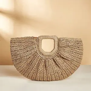 Bohemian Style Woven Clutch Bag, Large Capacity Beach Bag for Summer Vacations, Ideal Makeup Storage and Everyday Use