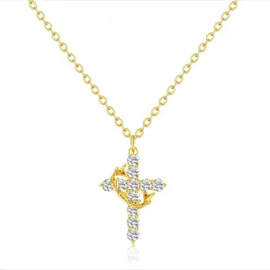 Upgraded Crown Cross Necklace for Women, Non-Tarnish Faith Pendant, Christian Religious Easter Jewelry Gift,summervibes outdoorfun