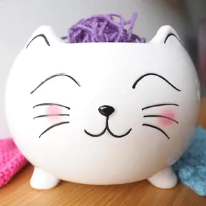 Yarn Bowl for Knitting - Cute Ceramic Knitting Bowl  - Ceramic Yarn Bowl Crochet Accessories Yarn Holder Storage  for Knitters Funny