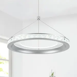 Chrome Pendant Light 1-Ring LED Pendant Lighting Modern Pendant Lights Kitchen   Hanging Lights Fixtures for Dining Room Foyer Entryway Hallway 6000K
