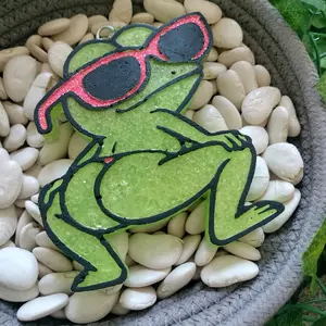 Throw It Back Frog Car Freshie Air Freshener - Handmade Aroma Beads with 10" String for Hanging - Lasts 3-6 Weeks - Polypropylene Bag Included