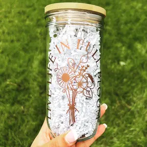 24oz Live Life in Full Bloom Mason Glass