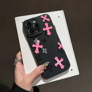 Cross Pattern Full Coverage Tpu Shockproof Protector Protection Phone Case for iPhone 7/8/x/XS/XR/XS Max/11/12/13/14/15/16/17 Pro Max Gift Accessories