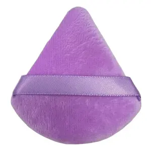 Triangular Velvety Powder Puff, Triangle Powder Puff, Dual-Sided Ultra-Soft Short Fiber, Dry Powder Setting Sponge, Makeup Tool for Smooth Application