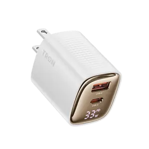 33W GaN Power Adapter | Dual USB-C + USB-A | PD Fast Charging