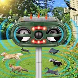 2nd Generation Solar Ultrasonic Animal Repeller with Motion Sensor & Flashing Light – Outdoor Pest Deterrent for Squirrels, Cats, Deer & Raccoons for Outdoor Farm and Orchard Use