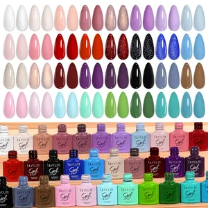 LILYCUTE Gel Nail Polish Set Nude Pink Red Gel Polish with Glossy & Matte Top Coat and Base Coat All In One Kit For Nail Art DIY Manicure at Home Ideal Gift Salon Style Nail Care 36Pcs Press on Nails