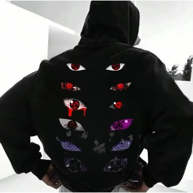 Anime Akatsuki Eyes Hoodie, Anime Fan Hoodie, Menswear, Unisex, Comfort T-shirt, Anime graphic lover t-shirt graphic tees Funny Graphic Print Sweatshirt Pullover Couple style Unisex Gift for Birthday Christmas Valentine's Day Halloween