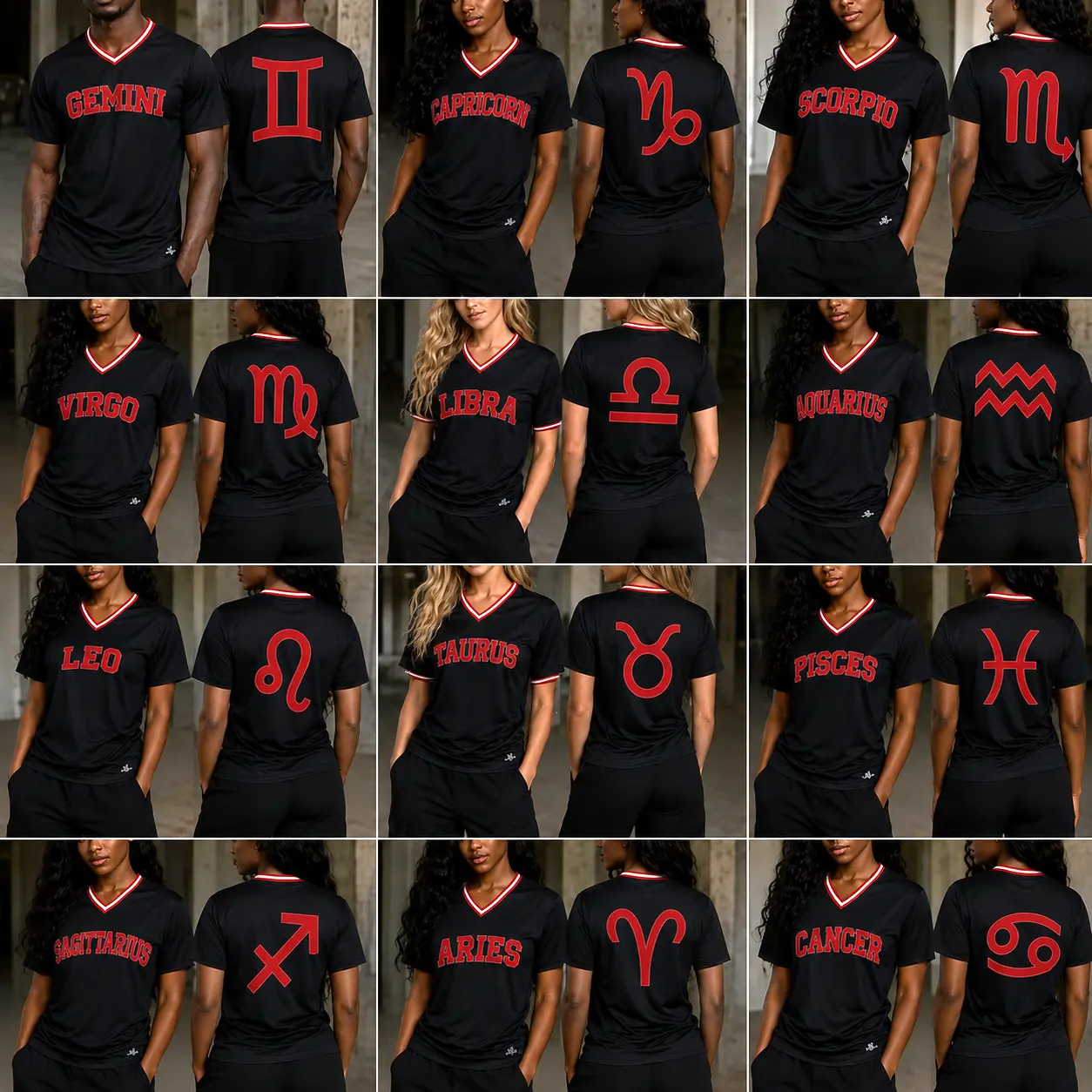Printed Zodiac Jersey, Unisex V-Neck Jersey Shirt, Astrology Athletic Jersey, Breathable Sports Shirt, Front and Back Summer Jersey, Horoscope Sports Apparel
