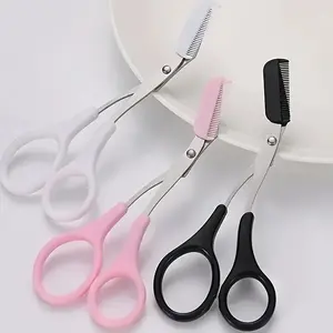 Professional eyebrow trimming scissors set (built-in comb) - steel precision trimmer, non-slip handle and safety blade to help you create perfect eyebrows easily