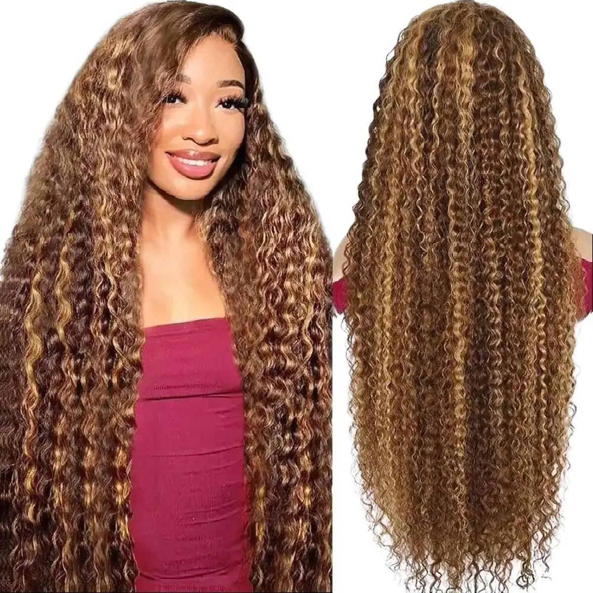 BGMgirl Brown Highlight Deep Wave 6x4 Wear Go Glueless Human Hair Wig, 180% Density Pre-Plucked Pre-Cut Lace, Adjustable Strap, Colored Wigs Human Hair, Fall Hair #sohochic #black friday