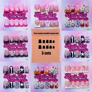 Handmade False Nails, Random Three Pairs Duck Bill Shape, Only Duck Bill Type, No Shape Change Support, Perfect for Nail Art Enthusiasts, Nail Art Diy