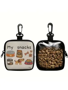 Dog Print Snack Bag Keychain, Pet Training Set with Hook and Zipper Keychain, Dog Poop Bags, Puppy Pet Walking Bags