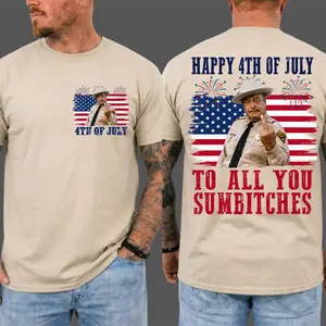 Happy 4th of July To All You Sumbitches T-Shirt, Smokey and The Bandit Movie Tee, Classic Movie T-shirt, Funny Show Fireworks Aparel for Independence Day, MADE IN USA
