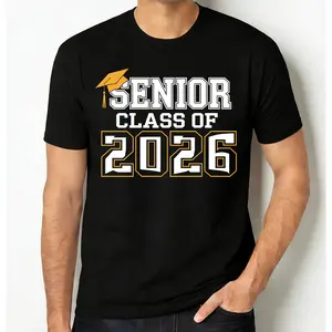 🎓🎉[100% Cotton][Graduation Season]Class of 2026 Senior T-Shirt for Men Women – High School Graduation Graphic Tee, Senior 2026 Shirt, Gift for Son Daughter, Soft Breathable Casual Top, Oversized Fit, Proud Graduate Outfit