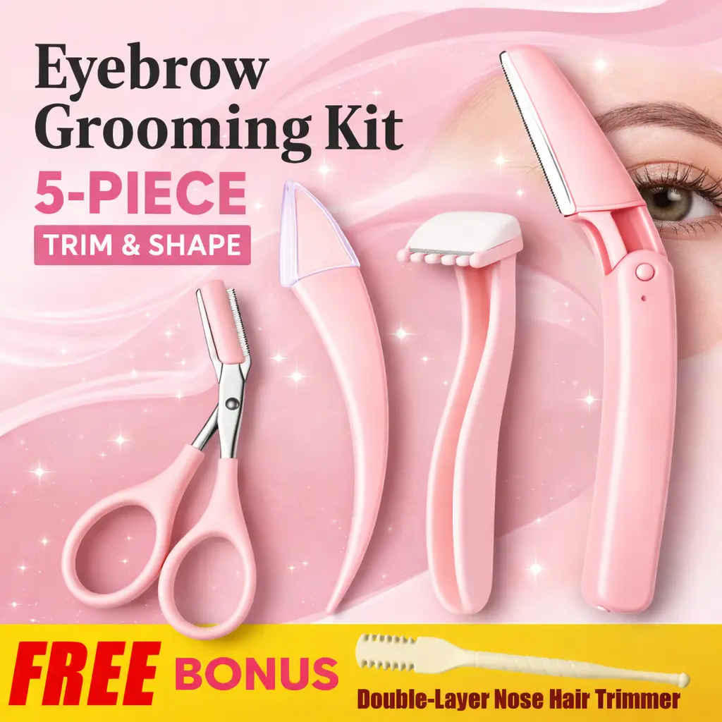 Eyebrow Grooming Kit Combo for Natural-Looking Brows & Brow Maintenance, 5-Piece Precision Trimmer Set for Adults with Bonus Gift, The Day, Anyone Who Wants A Neat, Natural Look, Gentle Trimming, Combo Pack, 5-Pieces, Beauty Products, Precision Tools, Dry