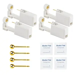 Self-service ear stud tool set - 4-piece disposable golden ear studs
