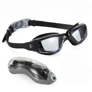 Myopia swimming goggles black high-class from 1.5 to 5.0 degrees with POPO mirror coating, UV Protection, Waterproof and Anti-fog