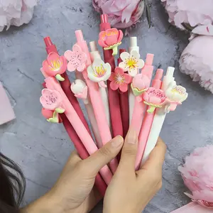 20/30pcs Colorful Flower Themed Retractable Ballpoint Pens Ballpoint Pen Set Office Stationery | Ideal for School, Office, Journaling, and Gifting, Made of Plastic with Medium Point