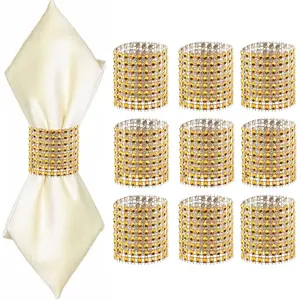 Elegant Rhinestone Shiny Napkin Rings, Plastic Napkin Holders, Reusable Decor for Weddings, Parties, Birthdays, Holidays