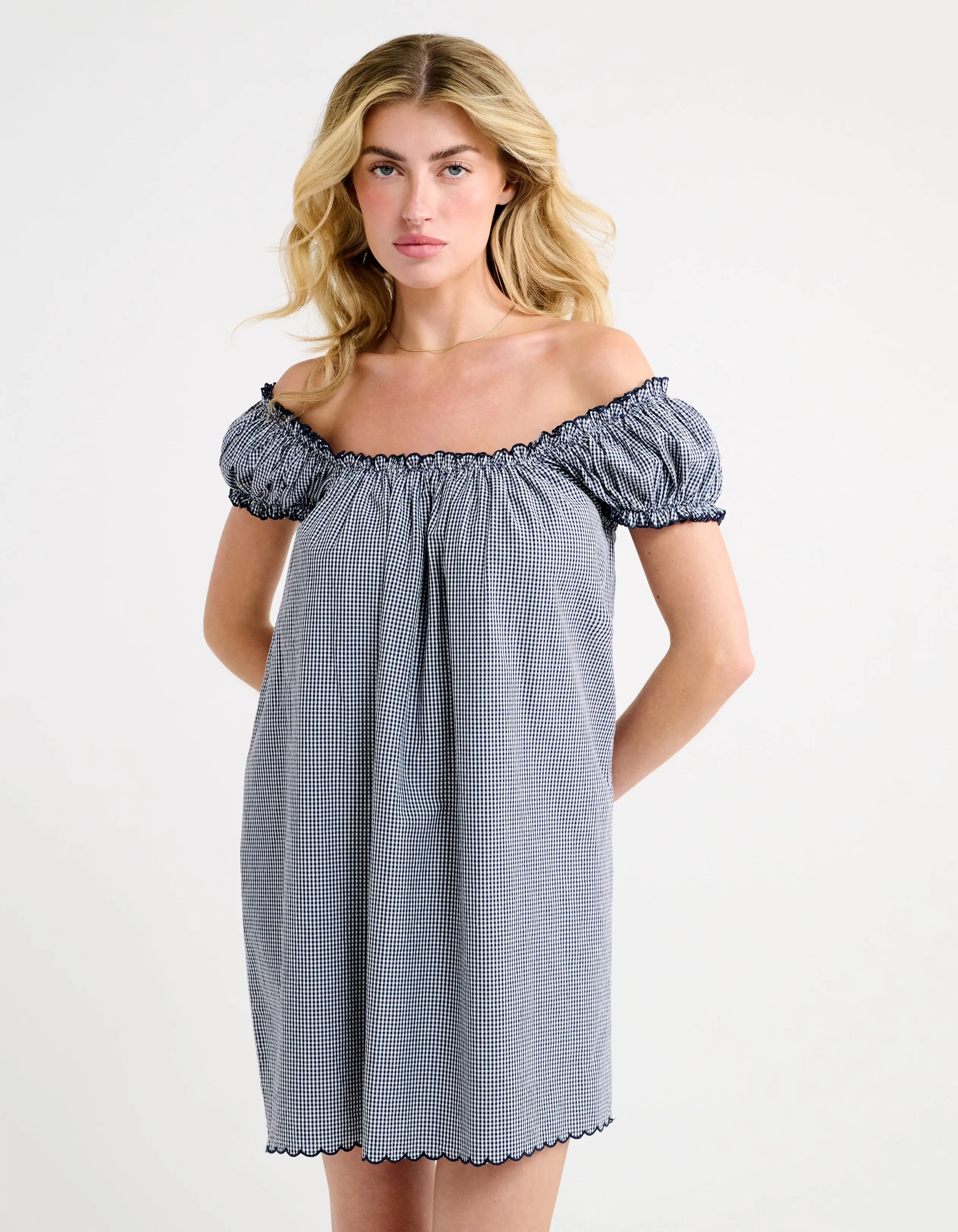 Slowtide Mini Dress | Navy Gingham