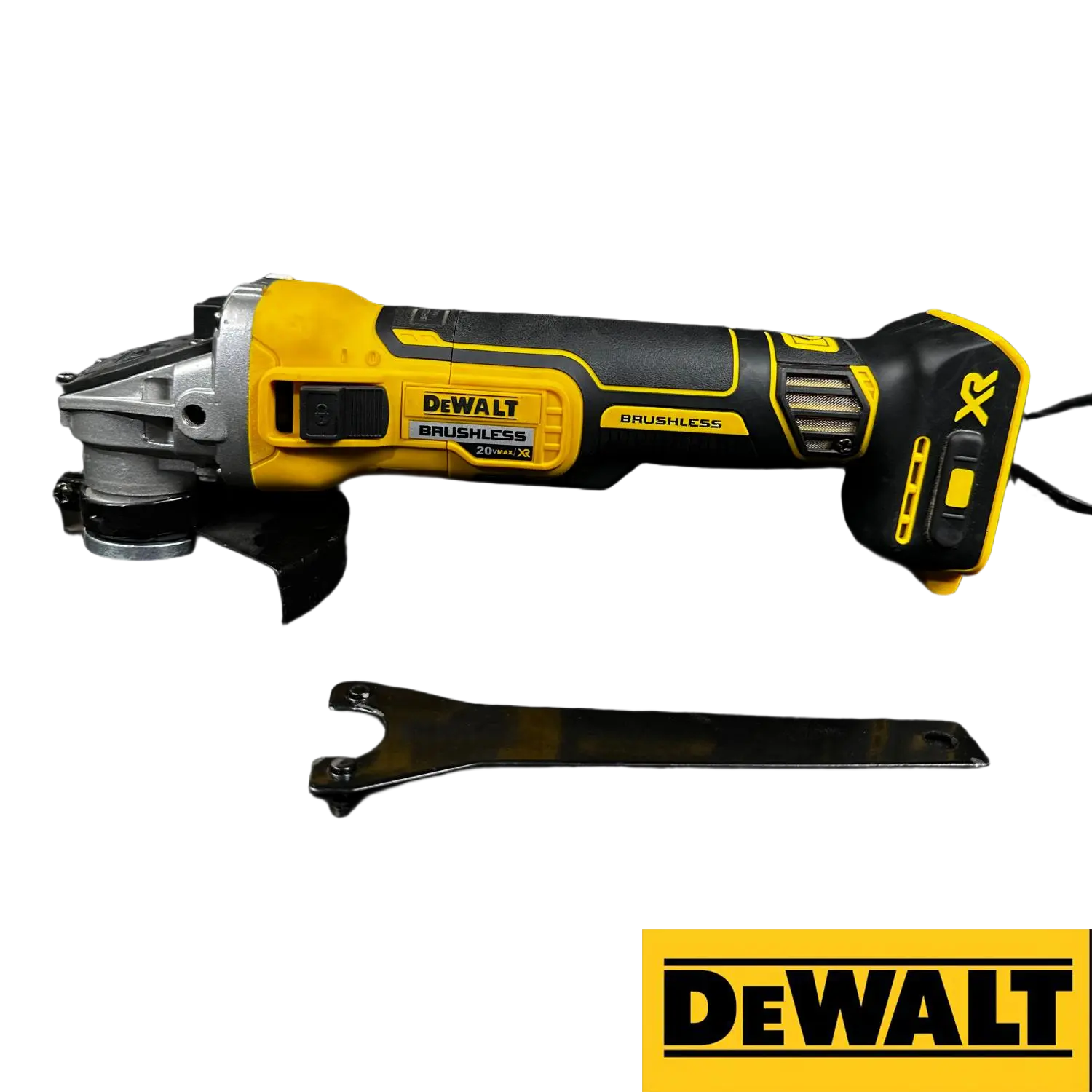 Dewalt DCG405NT Cordless Brushless 125mm Angle Grinder Power Tool Kit with Cells - Electronic Brake, Tool-Free Guard, Variable Speed, Precise Control, Easy Maintenance - for Metal Cutting, Masonry, Construction Tasks packaging retail equipment fittings