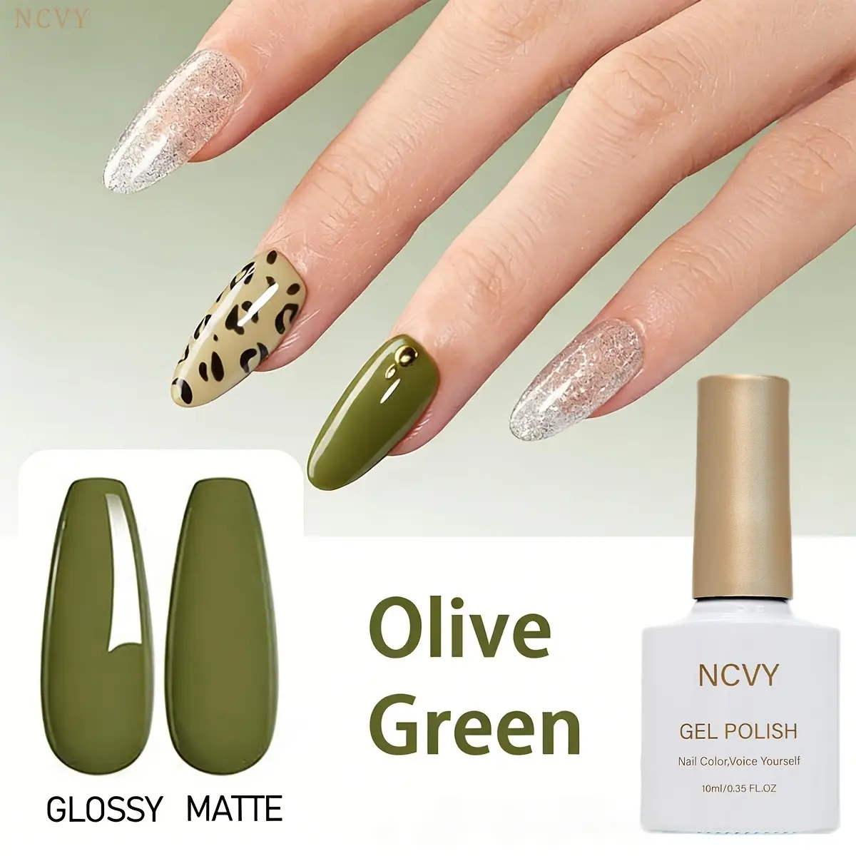 NCVY green Gel Nail Polish, 10ml/0.35oz  Gel Polish, long-lasting formula with LED curing, salon quality, perfect for DIY at home, ideal gift for Valentine's Day and spring/summer, safe formula free of HEMA.