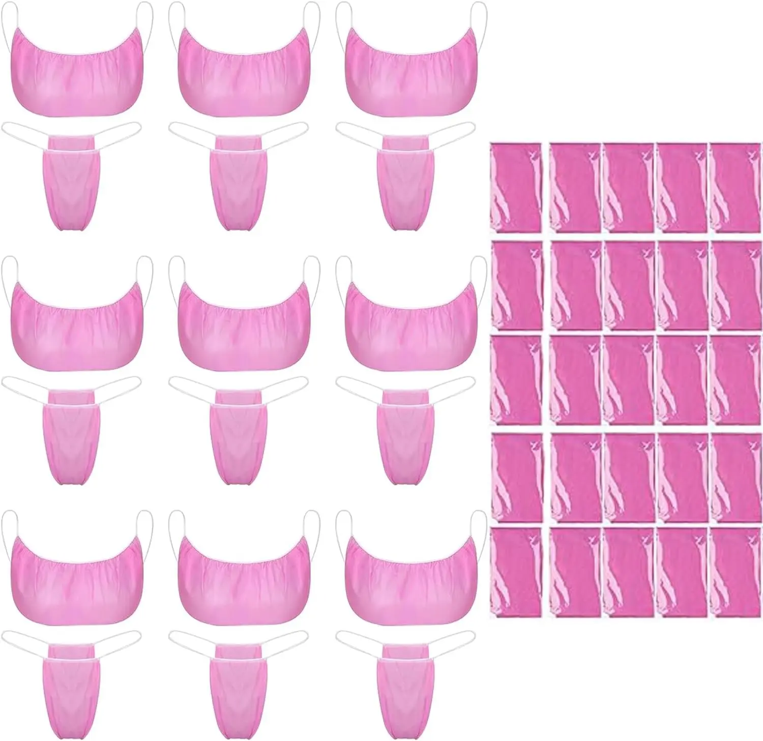 50 Pairs (100 Pcs) Disposable Bra and Underwear Set for Spa, Spray Tan, Massage & Waxing