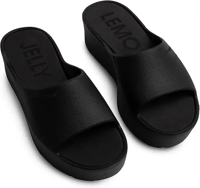 Lemon Jelly Women's Platform Sandals - Cute Water-Friendly Comfort Wedges for the Beach or Casual Wear - Super Lightweight Slip-On Flip Flops for Ladies - Versatile, Chunky Summer Slides Walking Shoes