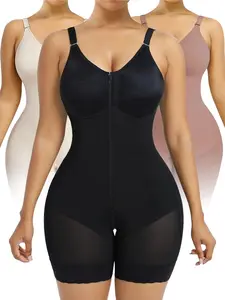 Body-Sculpt  Fajas Colombianas shapewear Tummy Control Butt Lifter Shaper with Zipper Crotch detachable shoulder strap